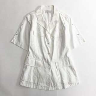 ドリスヴァンノッテン(DRIES VAN NOTEN)の38k13 DRIES VAN NOTTEN ドリスヴァンノッテン アーカイブ ミリタリーデザイン オープンカラーシャツ 半袖シャツ 38 ホワイト レディース(シャツ/ブラウス(半袖/袖なし))