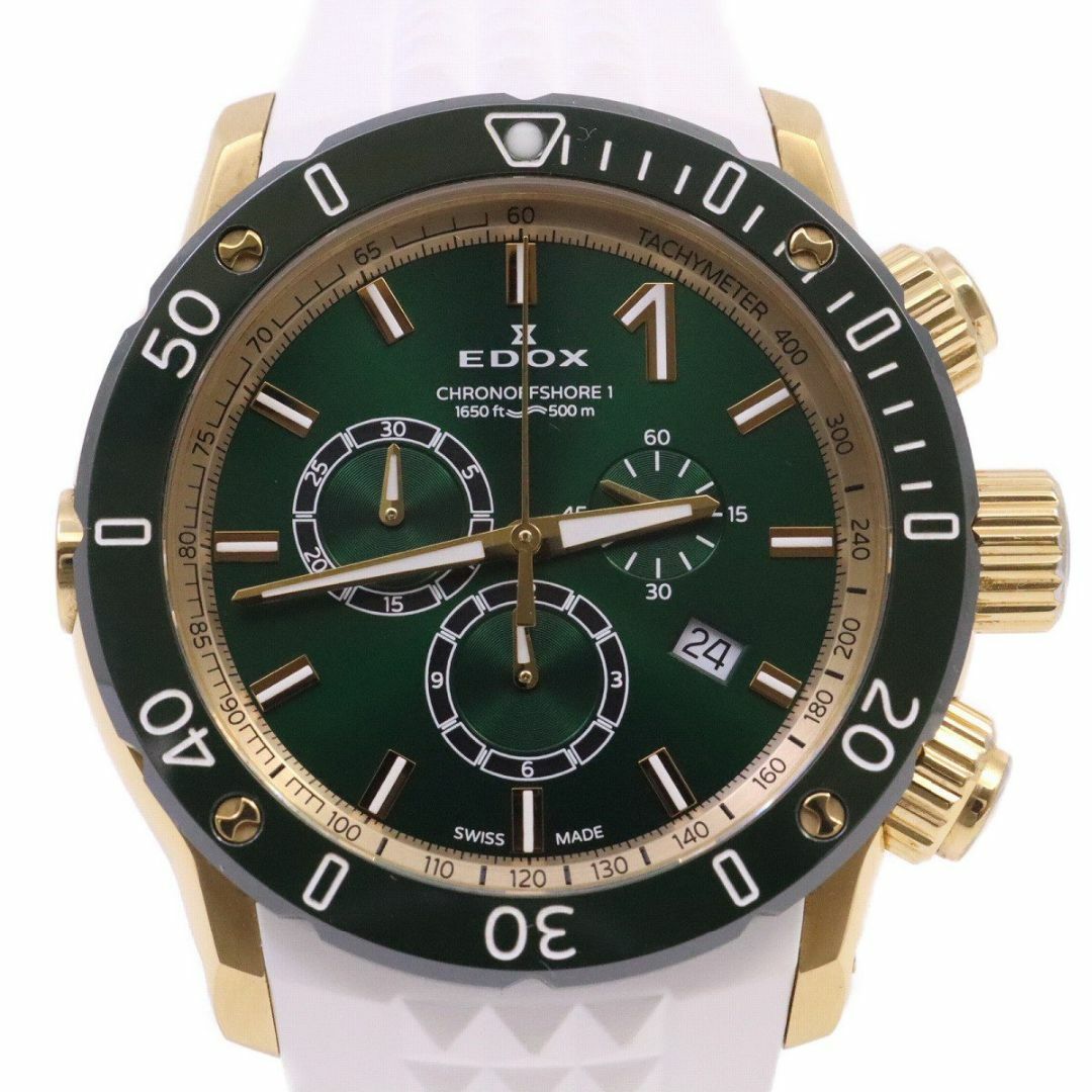 500M防水機能EDOX エドックス クロノオフショア1 300本限定 クロノグラフ クォーツ メンズ 腕時計 グリーン文字盤 10221