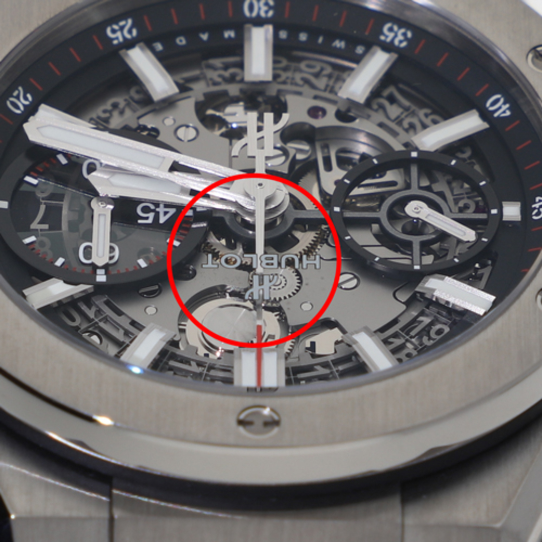 HUBLOT(ウブロ)の【118078】HUBLOT ウブロ  451.NX.1170.NX ビッグバン インテグレーテッド チタニウム スケルトンダイヤル TI 自動巻き 保証書 純正ボックス 腕時計 時計 WATCH メンズ 男性 男 紳士【中古】 メンズの時計(腕時計(アナログ))の商品写真