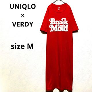 ユニクロ(UNIQLO)のUNIQLO ユニクロ　ヴェルディ　TシャツワンピースM レッド　スリット有(Tシャツ(半袖/袖なし))