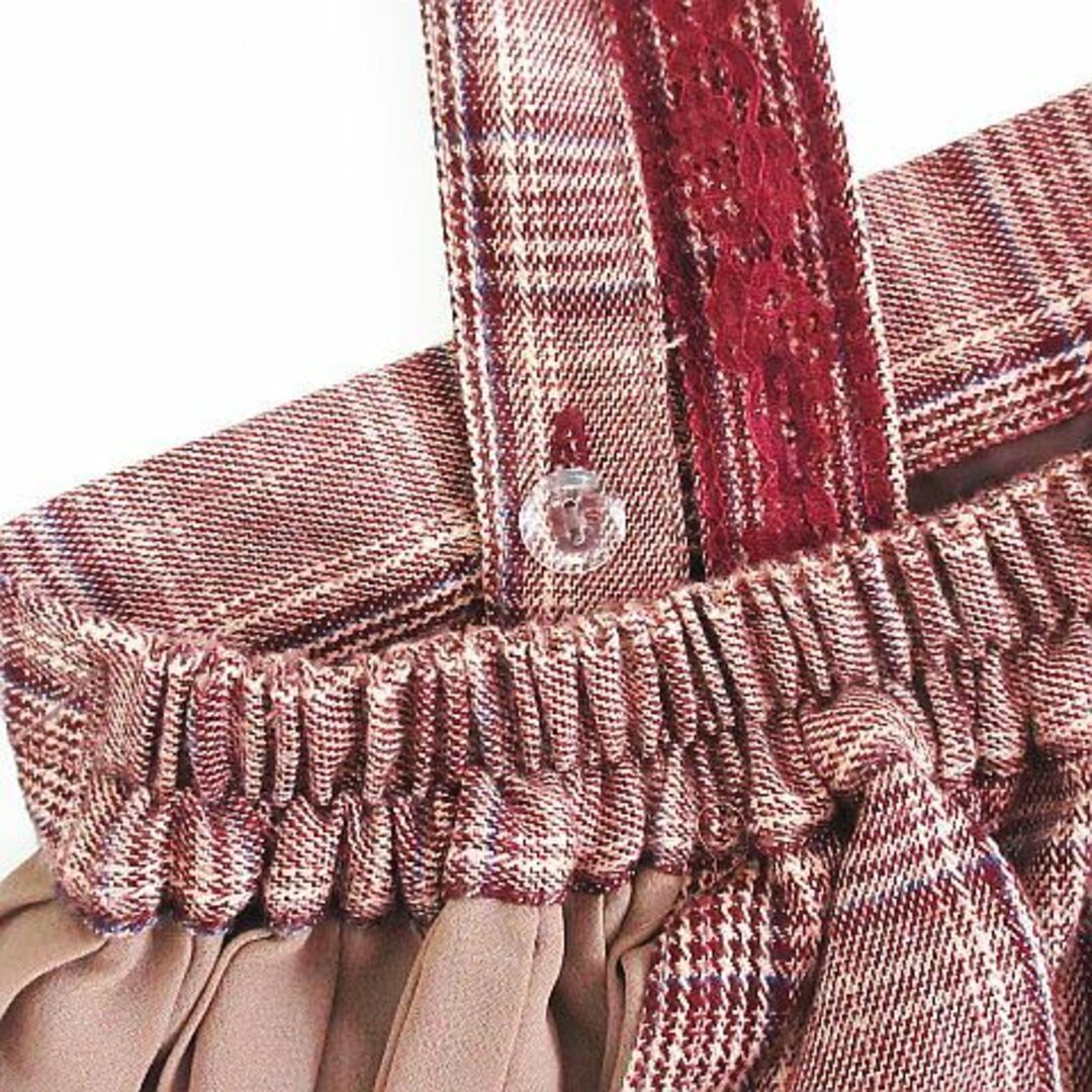 axes femme(アクシーズファム)のアクシーズファム スカート ロング丈 フレア サスペンダー付き チェック M 茶 レディースのスカート(ロングスカート)の商品写真