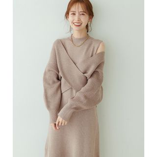 ナチュラルクチュール(natural couture)の《美品》クロスニット+ノースリーブワンピースセット(ロングワンピース/マキシワンピース)