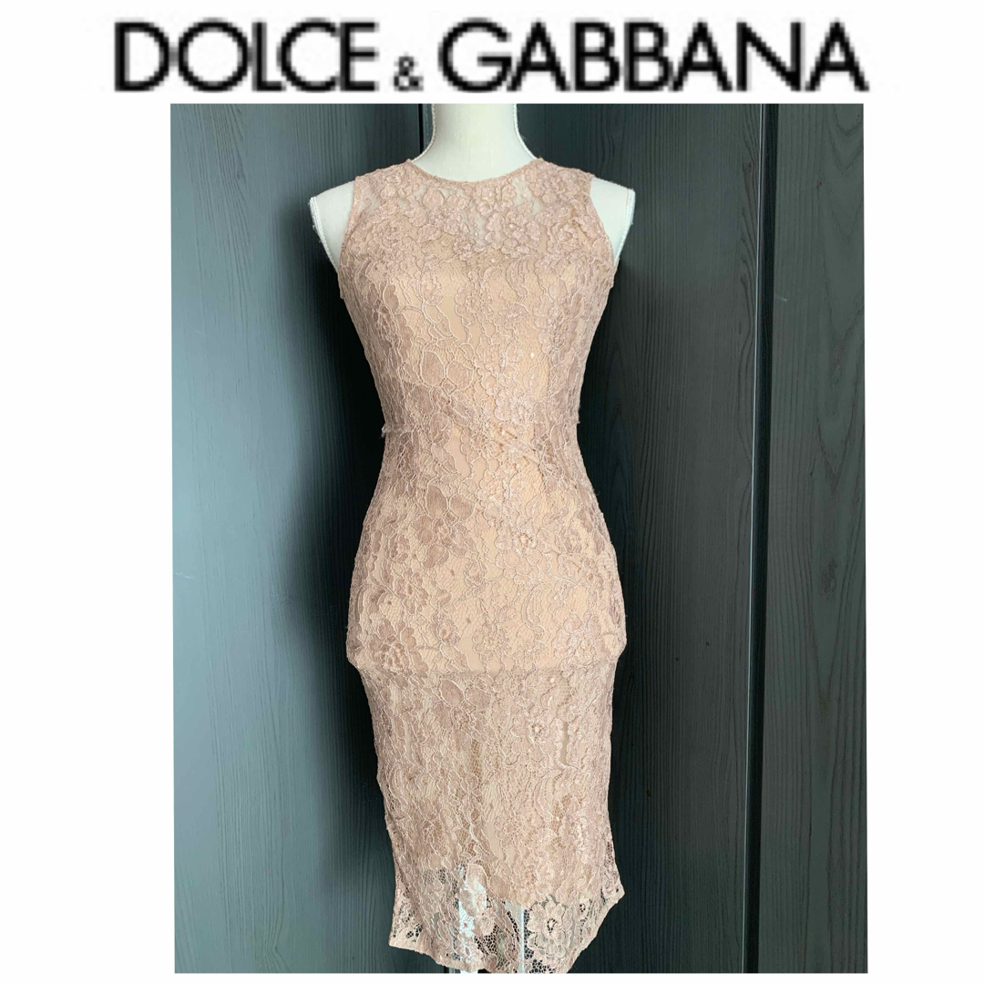DOLCE&GABBANA - 美品 ドルチェ&ガッバーナ ピンクベージュ レース