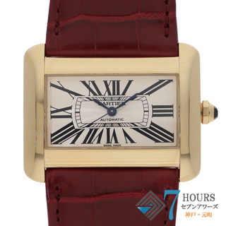 カルティエ(Cartier)の【117779】CARTIER カルティエ  W6300856 タンク ディヴァンLM シルバーダイヤル YG/レザー（クロコ） 自動巻き 当店オリジナルボックス 腕時計 時計 WATCH メンズ 男性 男 紳士【中古】(腕時計(アナログ))
