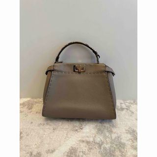 フェンディ FENDI レオパード 8BR248 ズッカ FF柄 ポーチ ワンショルダー ハンドバッグ キャンバス/レザー イエローベージュ×ブラック