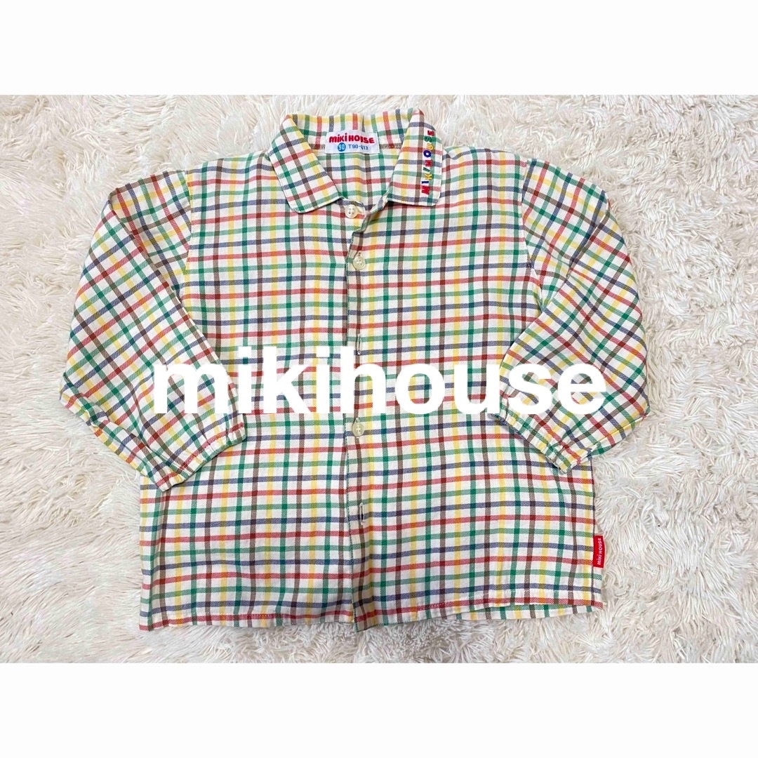 mikihouse(ミキハウス)のミキハウス　チェックシャツ　90サイズ　トップス　子ども　シャツ　日本製　羽織り キッズ/ベビー/マタニティのキッズ服男の子用(90cm~)(ブラウス)の商品写真