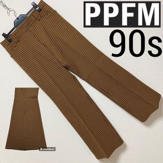 ピーピーエフエム(PPFM)の90s■PPFM ペイトンプレイス■ミックスチェック ワイドフレアー パンツ M(スラックス)