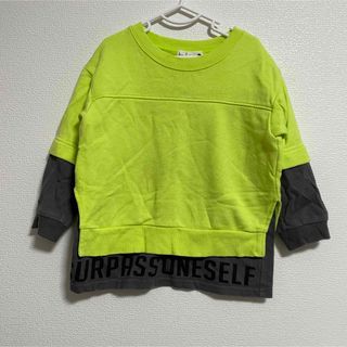 ブランシェス(Branshes)のブランシェス 重ね着風 切替トレーナー トップス ライムグリーン ストリート系(Tシャツ/カットソー)