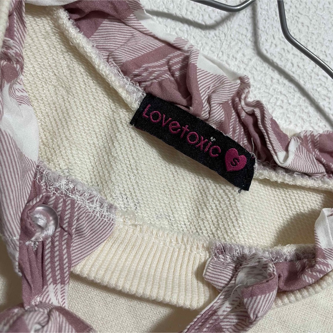 lovetoxic(ラブトキシック)のラブトキ Lovetoxic チェック柄リボンタイ付きトレーナー 長袖 キッズ/ベビー/マタニティのキッズ服女の子用(90cm~)(Tシャツ/カットソー)の商品写真