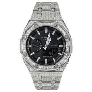 ジーショック(G-SHOCK)のG-SHOCK GA2100 メタル カスタム フルカスタム カシオーク CZダイヤ（キュービックジルコニア）シルバー ステンレス製 全面カスタマイズ ブラックダイヤル(腕時計(アナログ))