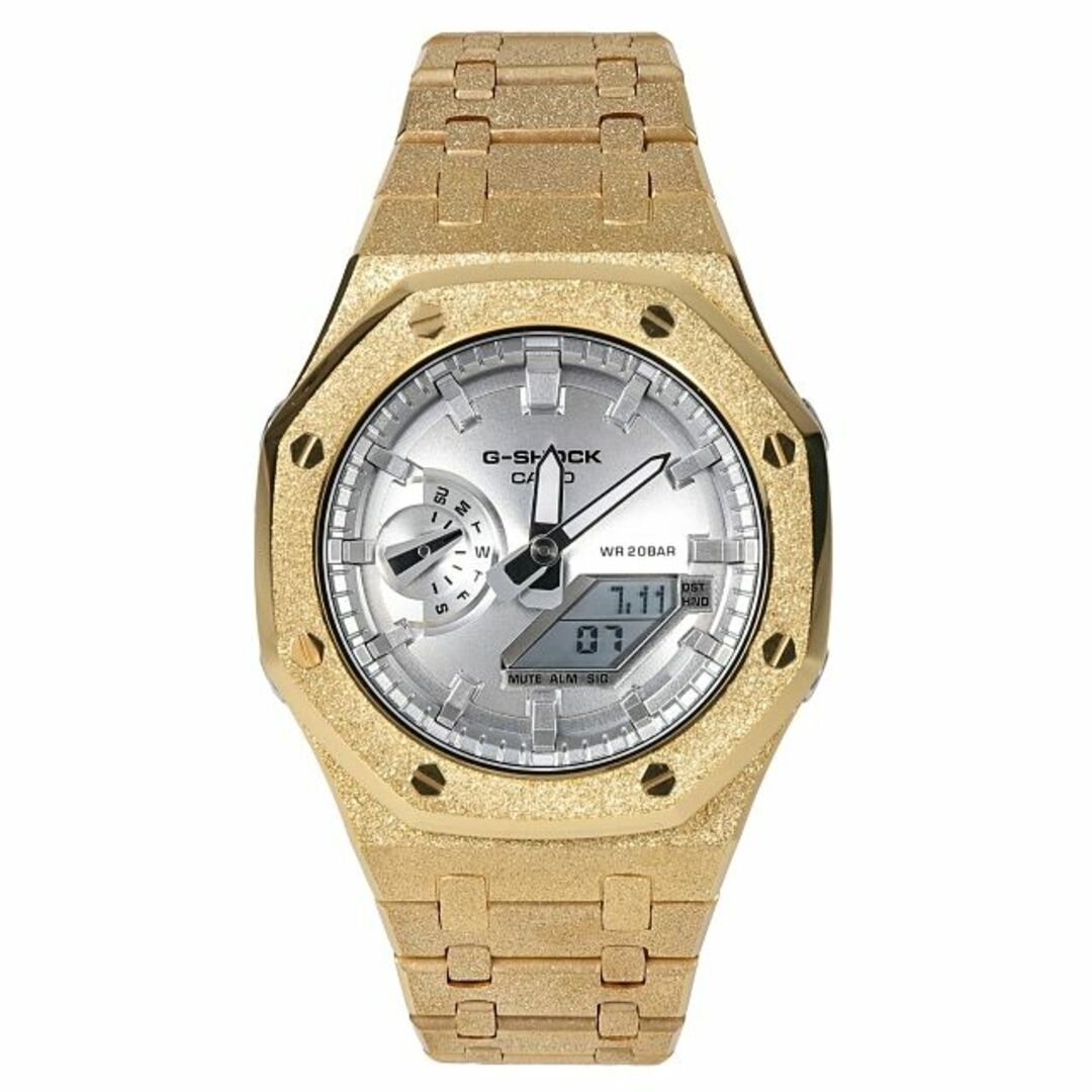 G-SHOCK(ジーショック)のG-SHOCK GA2100FF フロステッド カスタム カシオーク 光沢シルバーダイアル ステンレス製 艶消しモデル Frosted Edition ゴールド メンズの時計(腕時計(アナログ))の商品写真