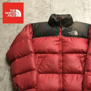 美品 ノースフェイス ヌプシ 700 赤 黒 ダウンジャケット メンズ S-