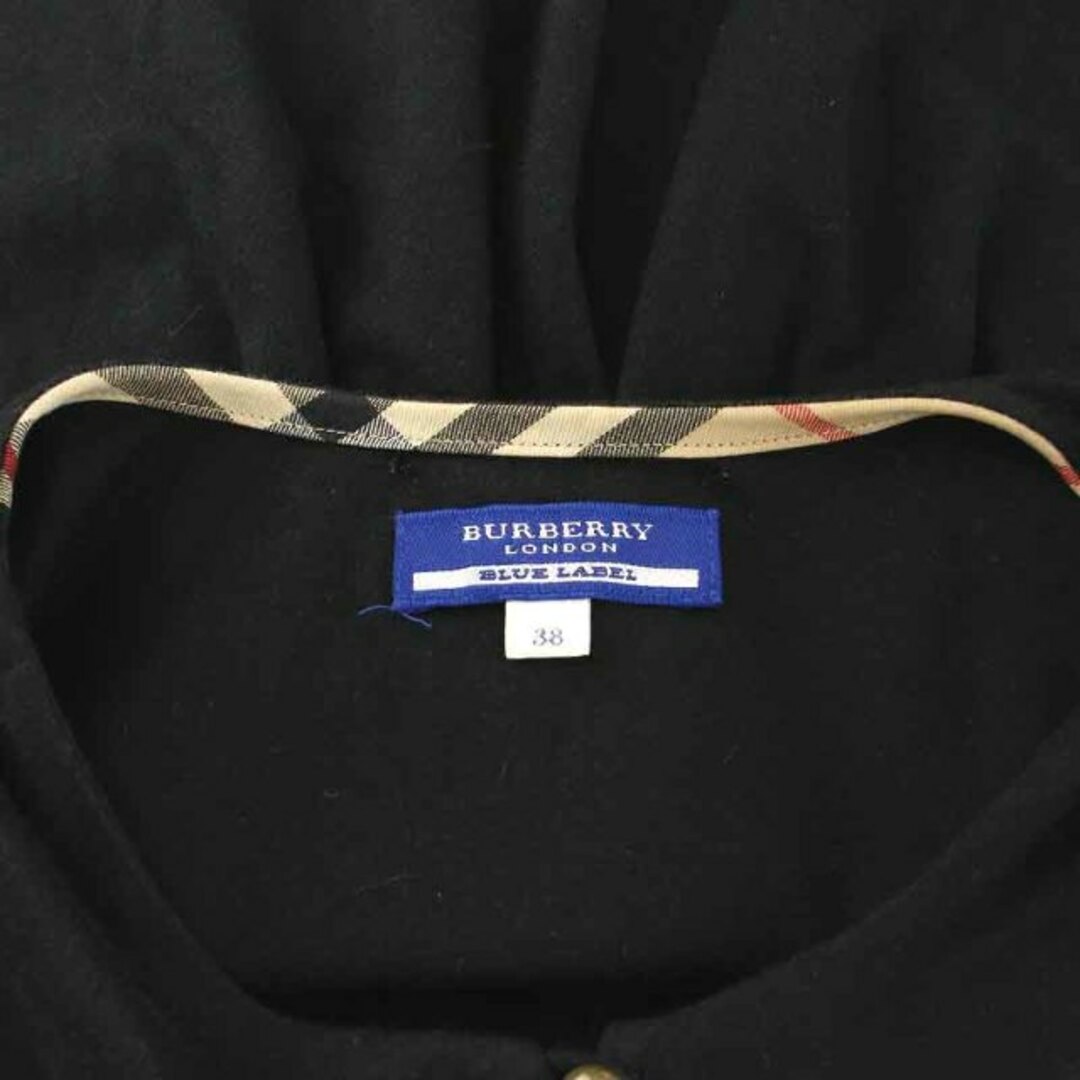 BURBERRY BLUE LABEL(バーバリーブルーレーベル)のバーバリーブルーレーベル カーディガン ショート丈 半袖 38 M 黒 レディースのトップス(カーディガン)の商品写真