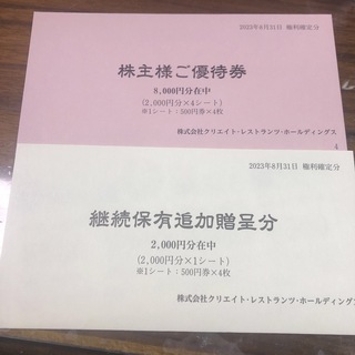 クリエイトレストランツ株主優待(レストラン/食事券)