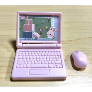 新品 ミニチュア ピンク色 ノートパソコン マウス付き ドール用 フィギュア 開(ミニチュア)