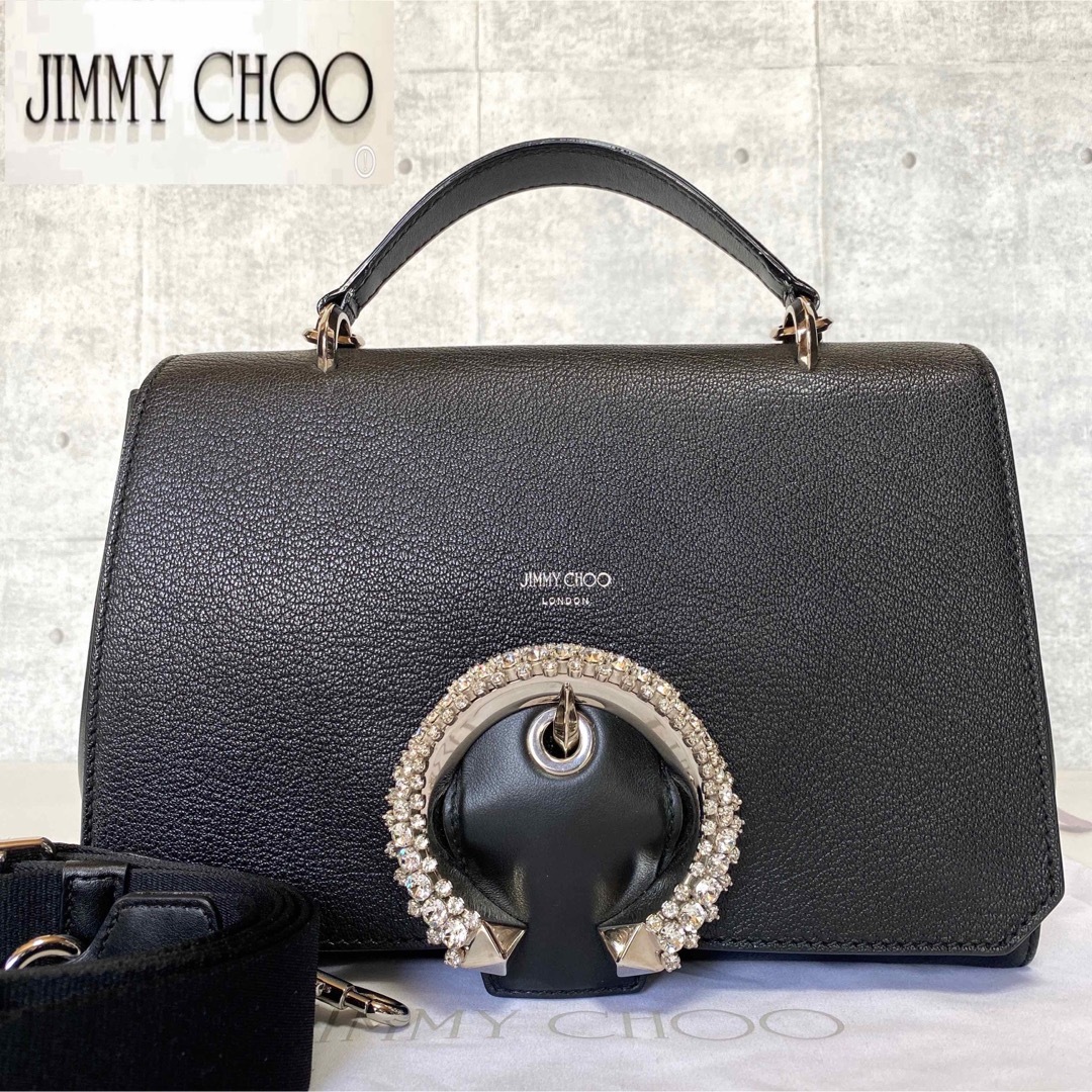 【美品】JIMMY CHOO MADELINE TOP HANDLE BLACK