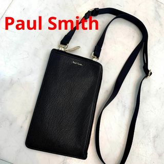 ポールスミス(Paul Smith)の☆美品☆PAUL SMITH モバイルポシェット フォンバッグ  レザー 黒(ショルダーバッグ)