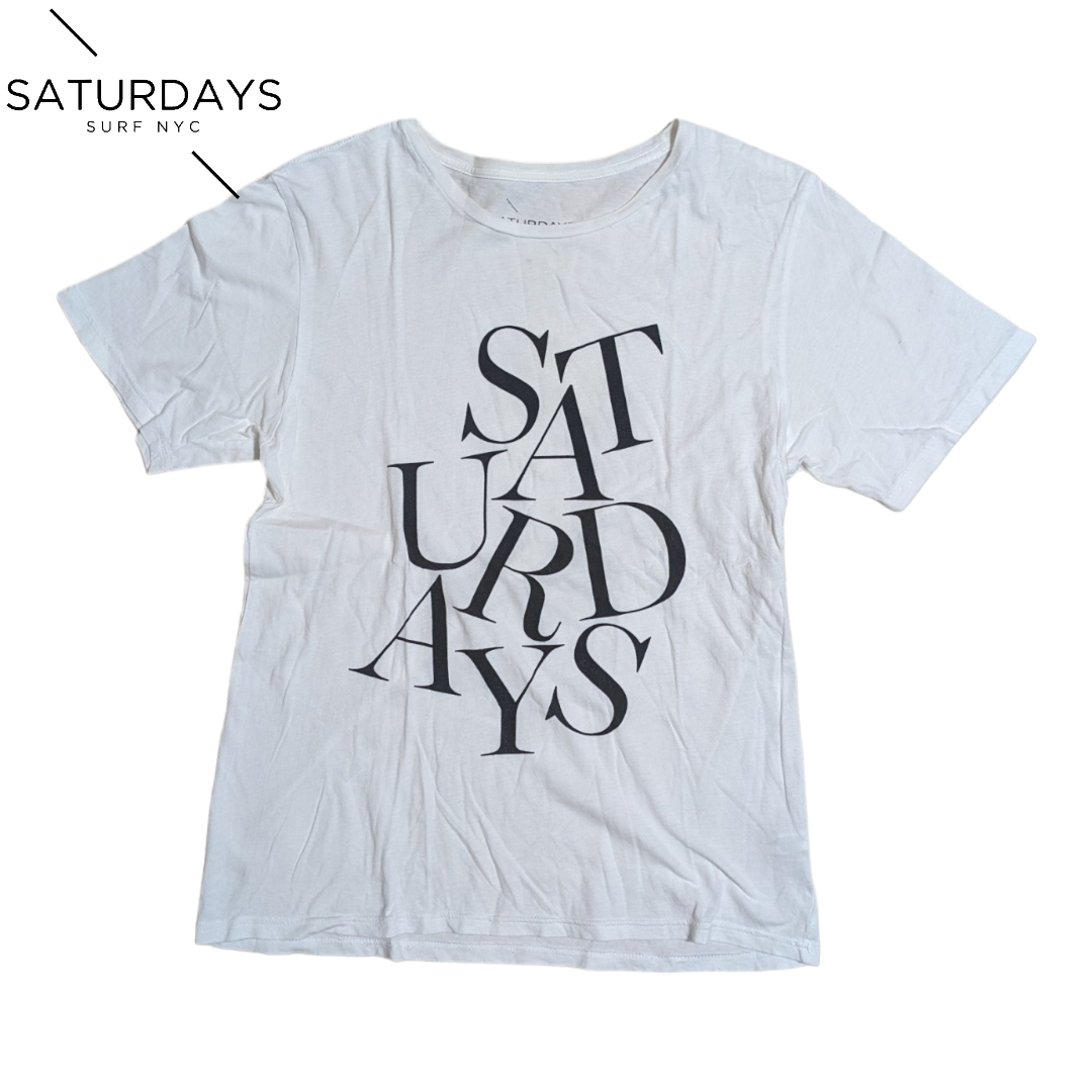 SATURDAYS SURF NYC(サタデーズサーフニューヨークシティー)のM SATURDAYS SURF NYC ホワイト 半袖 プリント Tシャツ メンズのトップス(Tシャツ/カットソー(半袖/袖なし))の商品写真