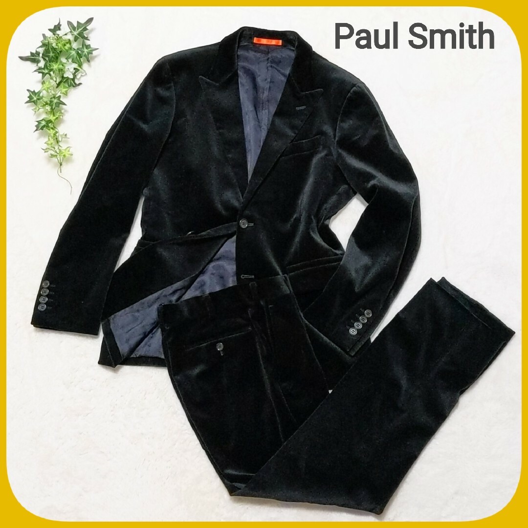 未使用級 Paul Smith ベロア スーツ セットアップ 黒 2ボタン M