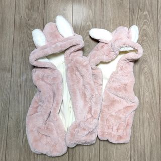 【美品】ウサギ風　可愛いモコモコファーベスト　男女兼用　子供用　アウター　防寒着(ジャケット/上着)