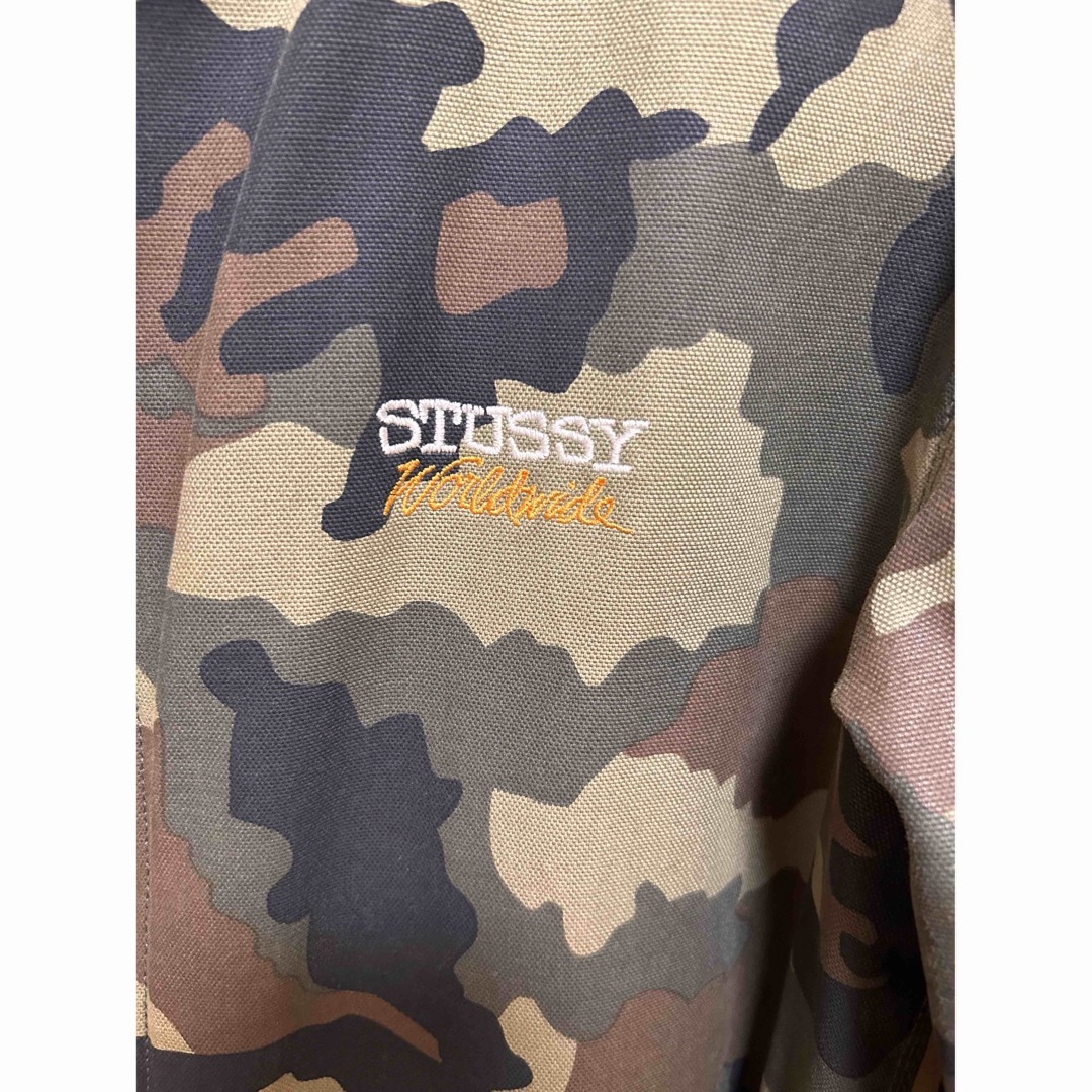 Stussyステューシー/迷彩 カモフラ 総柄 刺繍ロゴ 中綿 ジャケット S