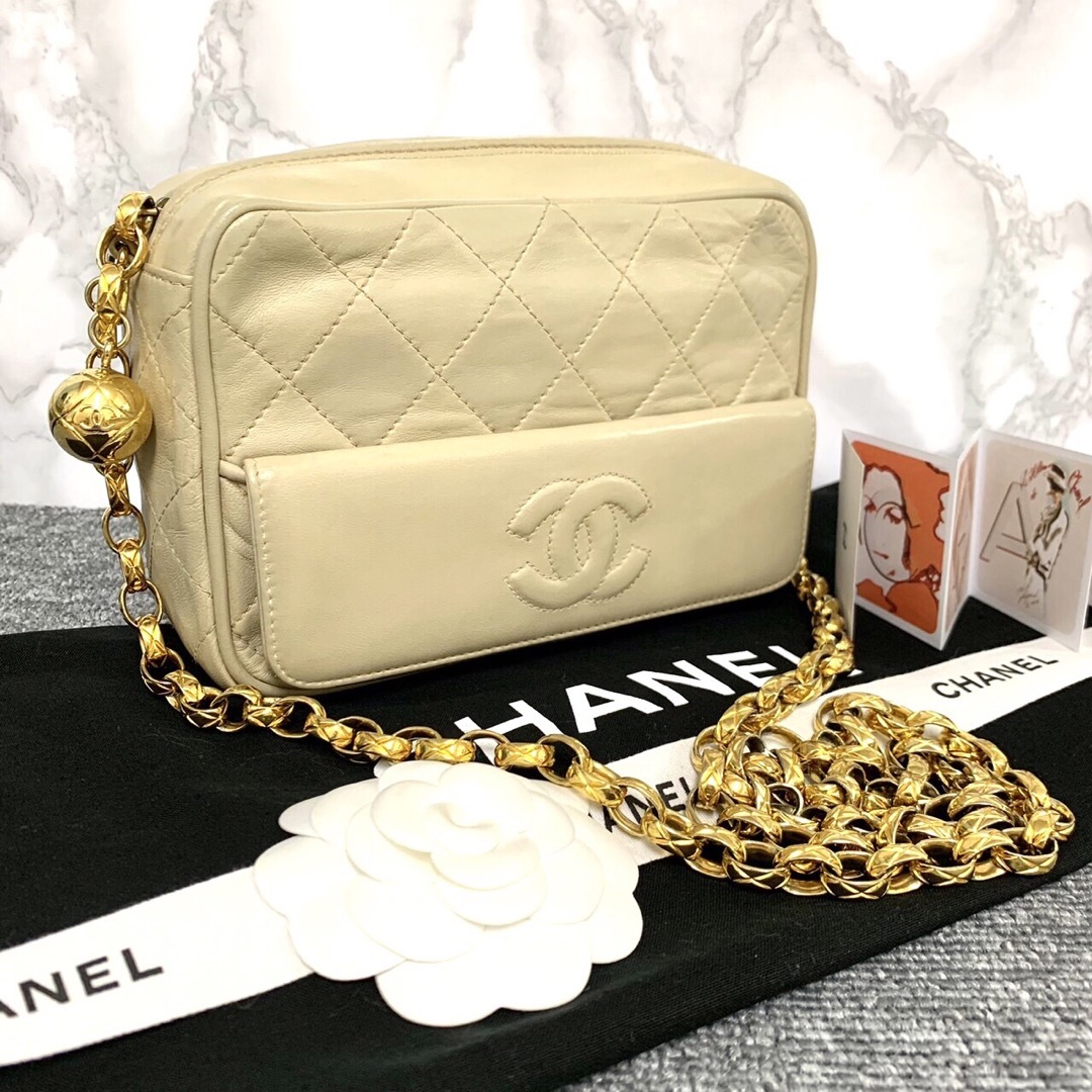 美品　CHANEL シャネル マトラッセ チャーム ココマーク チェーンバッグ