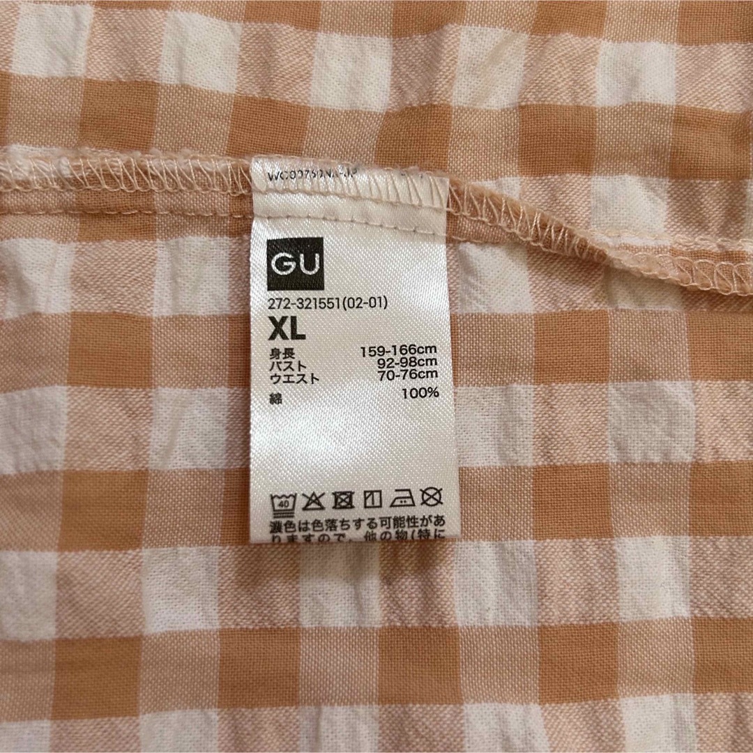 GU(ジーユー)のGU✨コットンパジャマオレンジギンガムチェックXL レディースのルームウェア/パジャマ(パジャマ)の商品写真