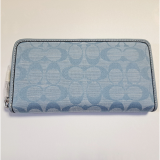 新品☆COACH シグネチャー ブルー 青 長財布 正規品 可愛いデザイン