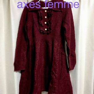 アクシーズファム(axes femme)のaxes femme ワンピース　チュニック　レッド　M 新品未使用(ひざ丈ワンピース)