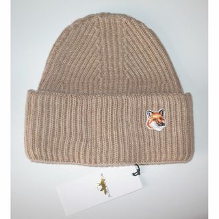 メゾンキツネ(MAISON KITSUNE')のmaison kitsune FOX HEAD HAT ニットキャップ ベージュ(ニット帽/ビーニー)