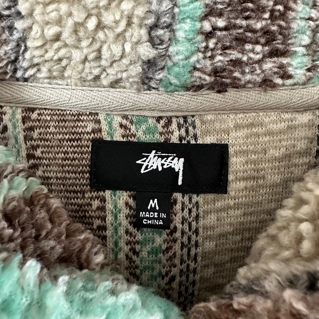 stussy ステューシー パーカー ボア 刺繍ロゴ ストライプ ワンポイント