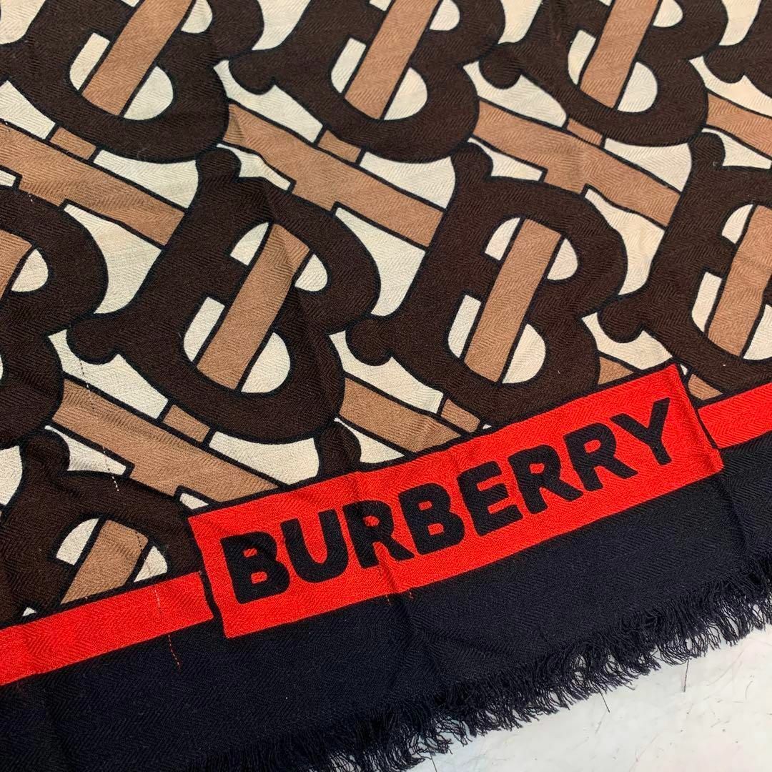 BURBERRY(バーバリー)のBURBERRY カシミヤ 大判ストール TBロゴ ブラウン ベージュ レッド レディースのファッション小物(ストール/パシュミナ)の商品写真