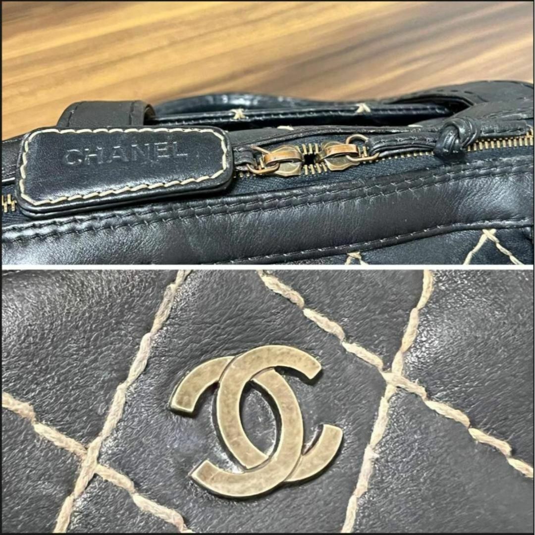 シャネル ワイルドステッチ ハンドバッグ 6番台 レザー ブラック レディース CHANEL【質屋】