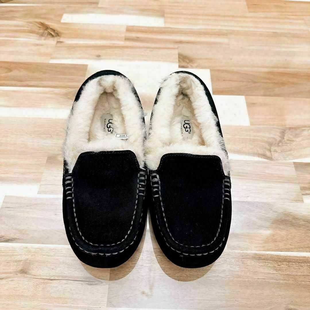 【アグ】UGG アンスレー 3312 モカシン 22.0 黒ブラック×ベージュ