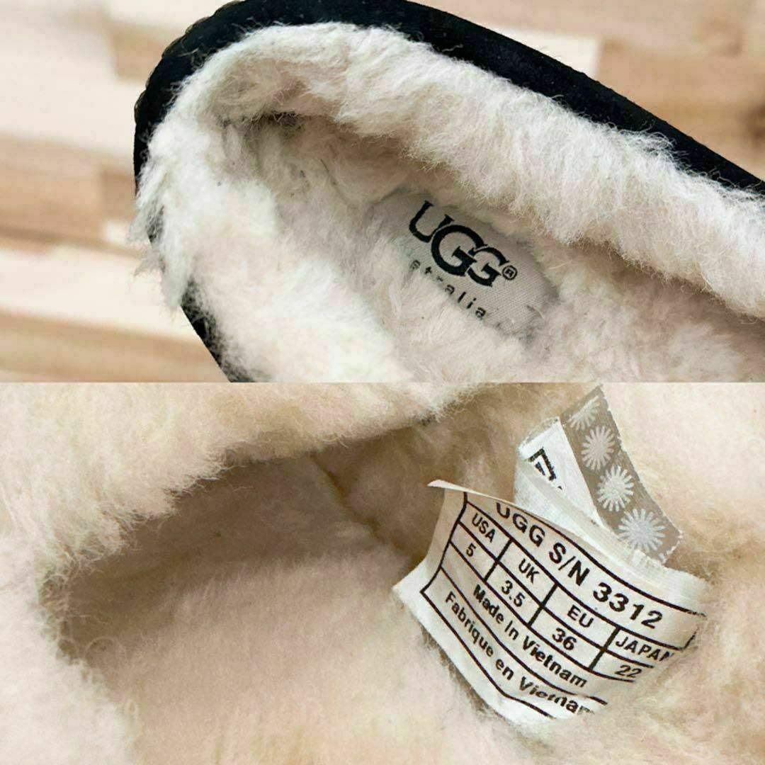 【アグ】UGG アンスレー 3312 モカシン 22.0 黒ブラック×ベージュ
