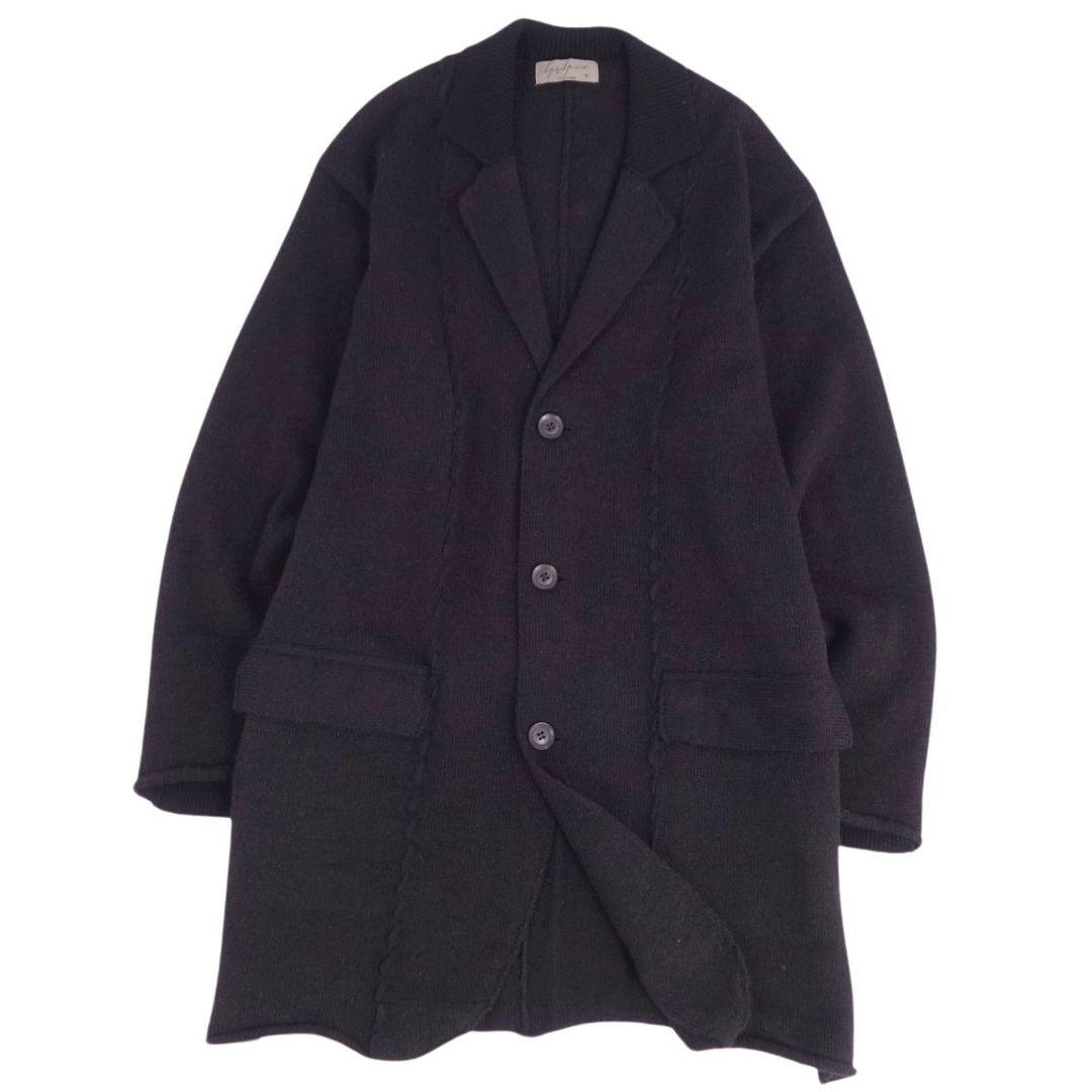 極美品 ヨウジヤマモト Yohji Yamamoto POUR HOMME ニット 2020AW コート ジャケット ウール アウター メンズ HR-K74-193 3(L相当) ブラック