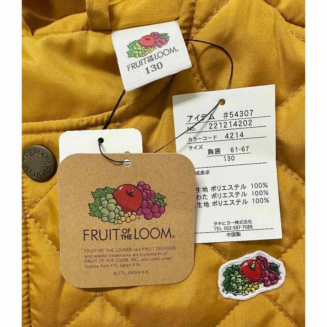 FRUIT OF THE LOOM(フルーツオブザルーム)の新品 130 ★ フルーツオブザルーム 中綿 キルティング ボア ジャケット M キッズ/ベビー/マタニティのキッズ服女の子用(90cm~)(ジャケット/上着)の商品写真