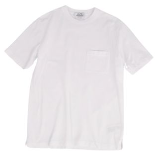 エルメス(Hermes)の極美品 エルメス HERMES Tシャツ カットソー 23SS 半袖 ショートスリーブ Hロゴ刺繍 鹿の子 トップス メンズ S ホワイト(Tシャツ/カットソー(半袖/袖なし))