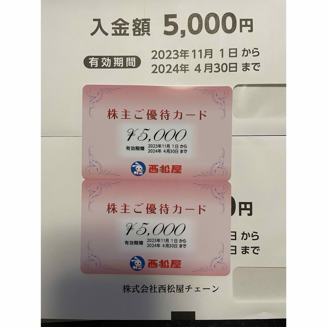 西松屋　株主優待　10000円分優待券/割引券