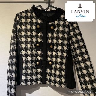 LANVIN en Bleu  定番フリルダウン　黒　36