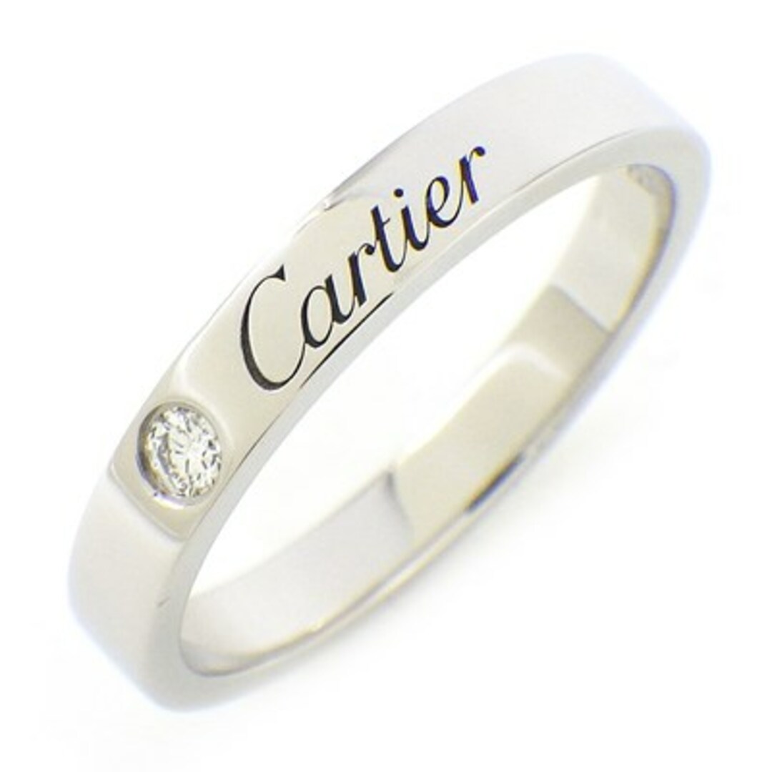 サイズ15号カルティエ Cartier リング C ドゥ カルティエ ウェディング バンド B4051300 エングレーブド ロゴ 1ポイント ダイヤモンド 0.03ct PT950 15号 / #55