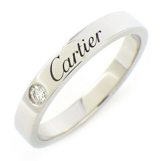 カルティエ(Cartier)のカルティエ Cartier リング C ドゥ カルティエ ウェディング バンド B4051300 エングレーブド ロゴ 1ポイント ダイヤモンド 0.03ct PT950 15号 / #55 【中古】(リング(指輪))