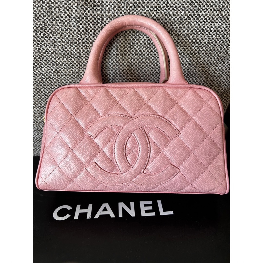 CHANEL シャネル ハンドバッグ ミニボストン キャビアスキン ピンク