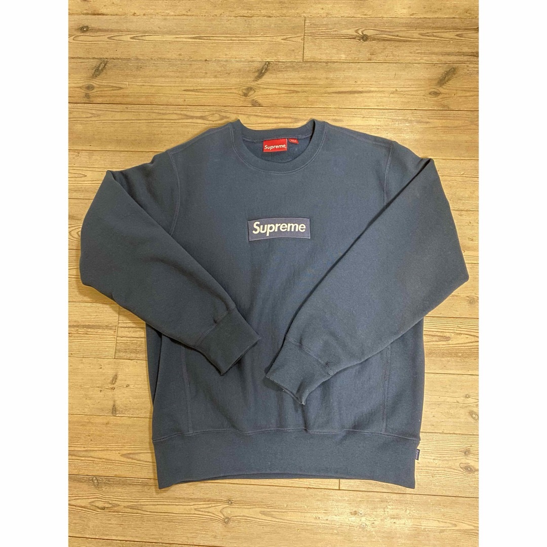 極美品 supreme box logo crewneck ネイビーM