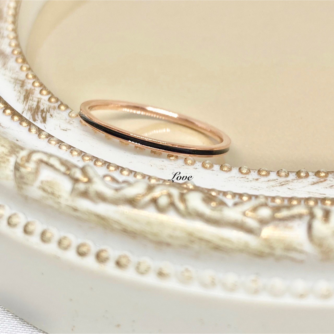 極細ローズゴールド ステンレスリング ステンレス指輪 ピンキーリング  レディースのアクセサリー(リング(指輪))の商品写真