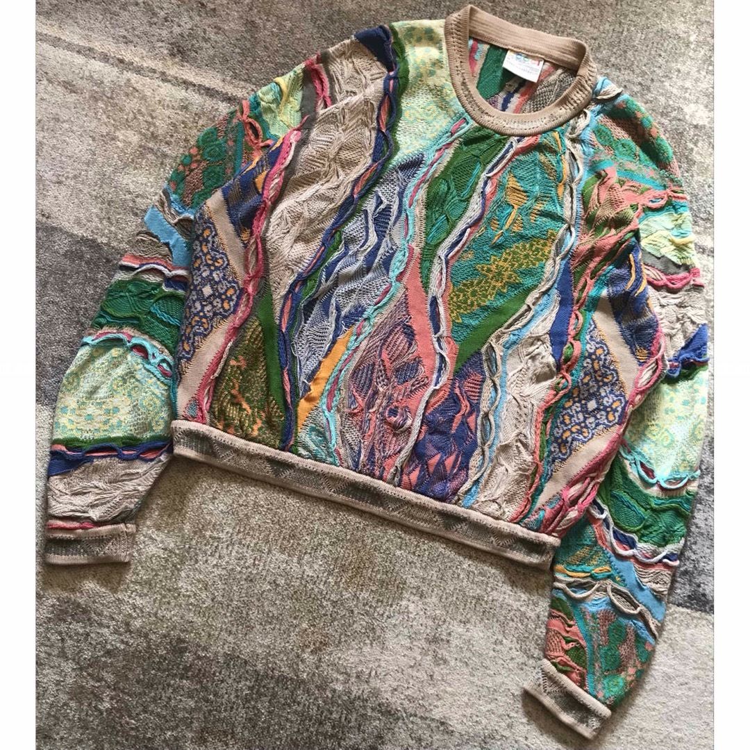 圧巻のカラー配色 芸術 花柄 COOGI クージー コットン ニット セーター