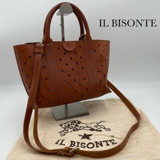イルビゾンテ(IL BISONTE)の美品✨イルビゾンテ　2way バッグ　カットワーク　ロゴ型押し　レザー　スター(トートバッグ)