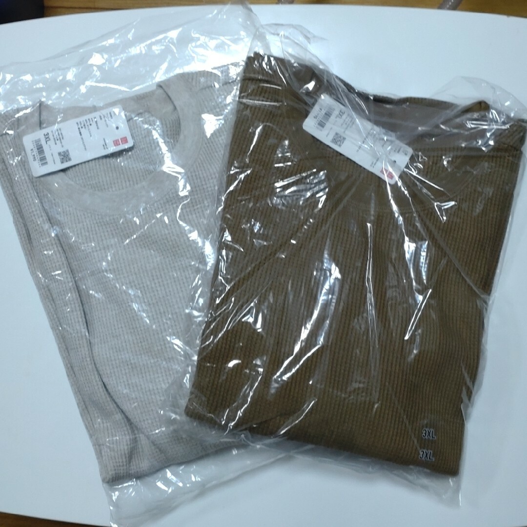 UNIQLO(ユニクロ)のUNIQLO　ワッフルクールネックＴ（長袖）3XL レディースのトップス(Tシャツ(長袖/七分))の商品写真