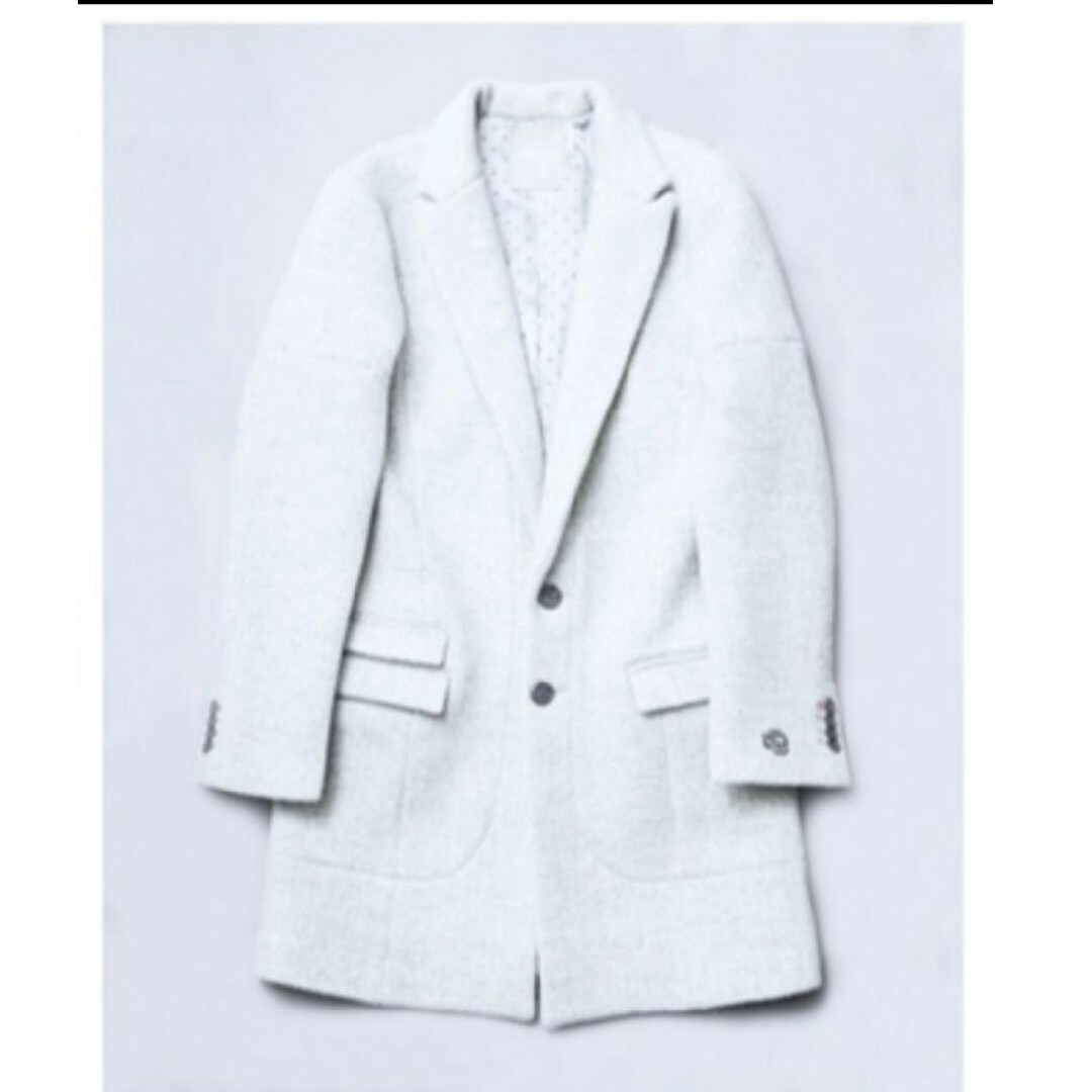LIBEIRO 初期 ヘリンボーンウールコート グレー メンズのジャケット/アウター(チェスターコート)の商品写真