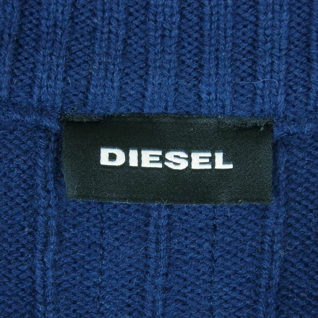 DIESEL(ディーゼル)のDIESEL ディーゼル ワッペン付 ジップ コマンド ニット ウール コットン 中国製 ネイビー系 M【中古】 メンズのトップス(ニット/セーター)の商品写真